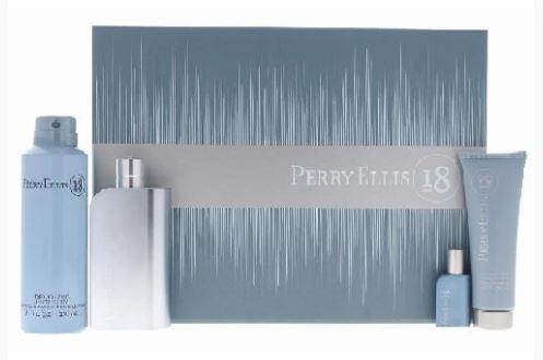 Estuche Perry Ellis 18 Hombre 4PZS 100ml EDP + 7.5ml EDP + Crema + Gel De Baño